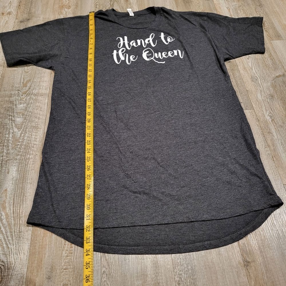 Canvas Heathered Charcoal Grey Hand to the Queen Graphic Print T-Shirt Womens XL - Picture 4 of 6